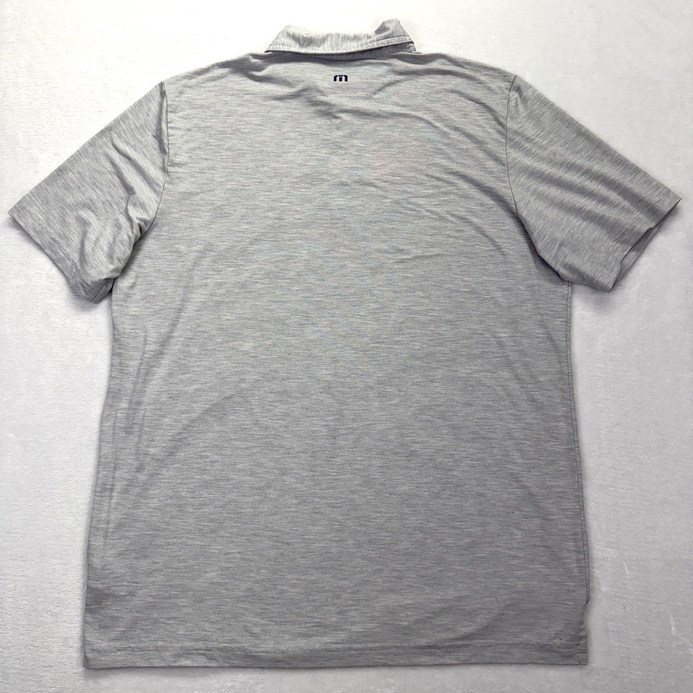 TravisMathew Polo Shirt Mens XL Gray Heathered Stripe Golf Performance Stretch - Picture 6 of 11